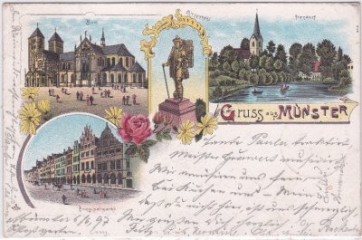 48143 Münster in Westfalen, u.a. Handorf, Farblitho, ca. 1895