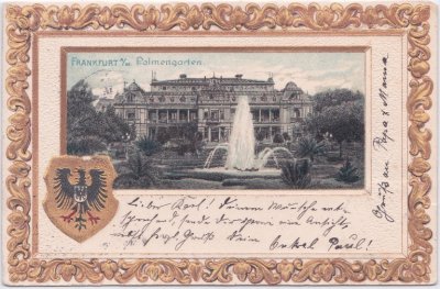 60311 Frankfurt am Main, Palmengarten, Präge-Litho, ca. 1900