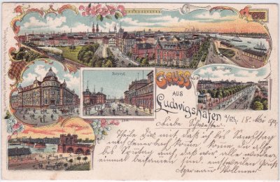 67059 Ludwigshafen am Rhein, Farblitho, ca. 1900 