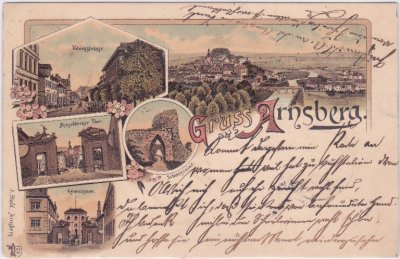 59759 Arnsberg (Westfalen), u.a. Königstrasse, Farblitho, ca. 1895 