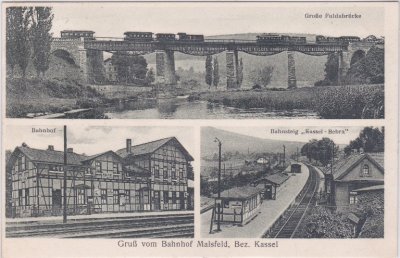 34323 Malsfeld (Bezirk Kassel), u.a. Bahnhof, ca. 1930 