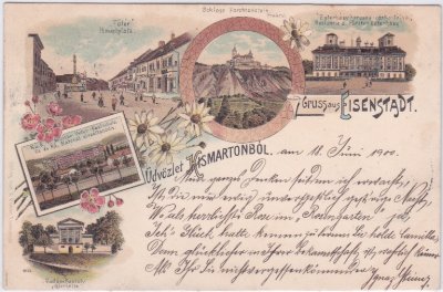 Eisenstadt (Burgenland), u.a. Schloss Forchtenstein, Farblitho, ca. 1900 
