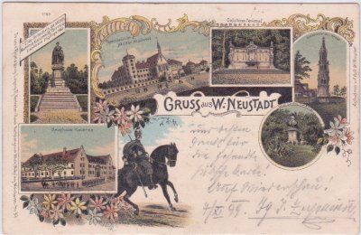 Wiener Neustadt, u.a. Militärakademie, Farblitho, ca. 1895 