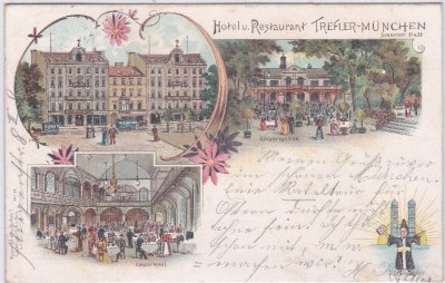80331 München, Hotel Trefler, Farblitho, ca. 1895 