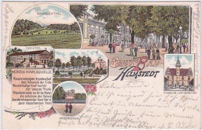 38350 Bad Helmstedt, u.a. Universität, Farblitho, ca. 1900  