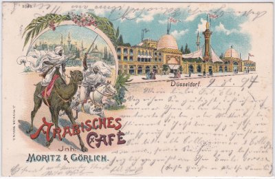 40210 Düsseldorf, Arabisches Cafe, Farblitho, ca. 1895 