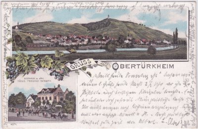 70329 Stuttgart-Obertürkheim, u.a. Gasthaus, Farblitho, ca. 1895 