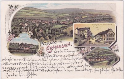 72224 Ebhausen, u.a. Gasthaus, Farblitho, ca. 1895 