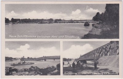 77694 Kehl am Rhein, Brücke nach Straßburg, ca. 1940 