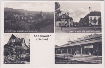 77767 Appenweier (Baden), u.a. Bahnhof, ca. 1930 