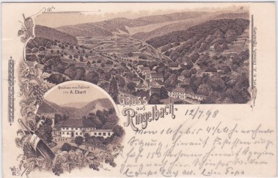 77704 Ringelbach (Oberkirch), Gasthaus, Litho, ca. 1895 