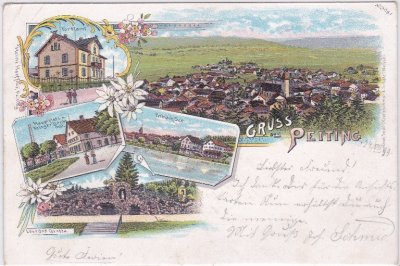 86971 Peiting, u.a. Forstamt, Farblitho, ca. 1895 