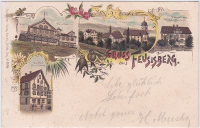 Feusisberg, u.a. Gasthof, Farblitho, ca. 1900 