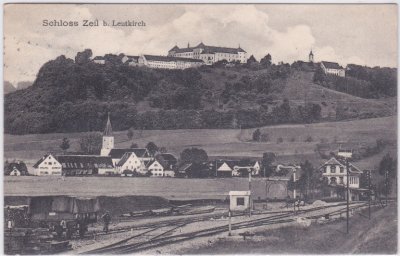 88299 Leutkirch im Allgäu, Bahnhof, Schloss Zeil, ca. 1910 