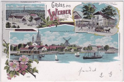 14542 Werder (Havel), u.a. Restaurant, Farblitho, ca. 1900 