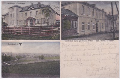07922 Schilbach (Tanna), u.a. Gasthaus zum Goldenen Anker, ca. 1925 