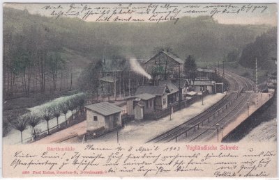 08543 Barthmühle (Pöhl im Vogtland), Bahnhof, ca. 1900 