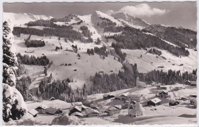 Hirschegg (Kleinwalsertal), Ortsansicht, Winterlandschaft, ca. 1955 