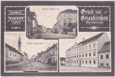 Grieskirchen (Oberösterreich), u.a. Volksschule, ca. 1915 