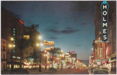 New Orleans (Louisiana), Canal Street at night, ca. 1955 