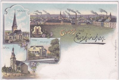 53879 Euskirchen, u.a. Bahnhof, Farblitho, ca. 1900 