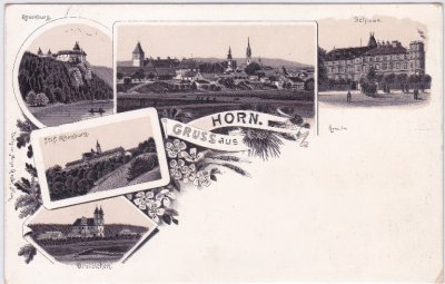Horn (Niederösterreich), u.a. Dreieichen, Litho, ca. 1900 
