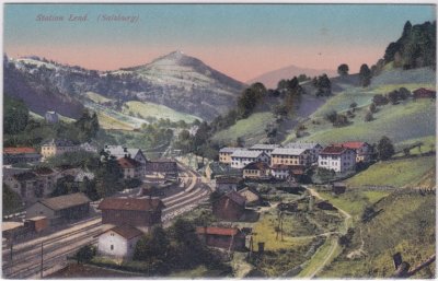 Lend im Pinzgau, Bahnhof, Ortsansicht, ca. 1910 
