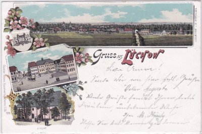 29439 Lüchow (Wendland), Marktplatz, Farblitho, ca. 1895 