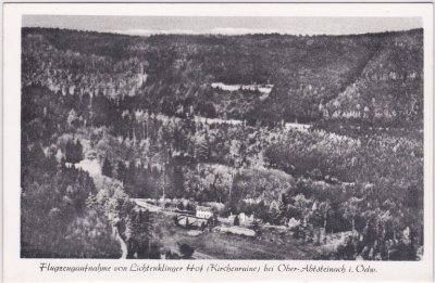 69518 Ober-Abtsteinach im Odenwald, Luftaufnahme, ca. 1955 