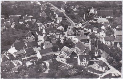 88356 Ostrach/Hohenzollern, Luftaufnahme, ca. 1960 