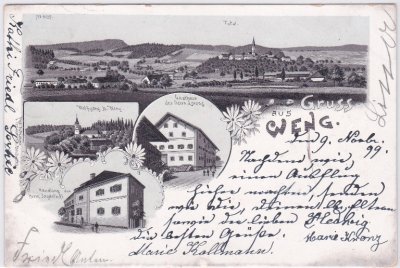 94086 Bad Griesbach-Weng, u.a. Gasthaus, Litho, ca. 1895 