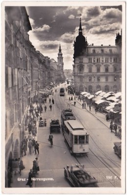 Graz, Herrengasse, Straßenbahn, ca. 1935 