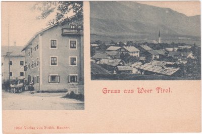Weer (Tirol), u.a. Ortsansicht, ca. 1900 