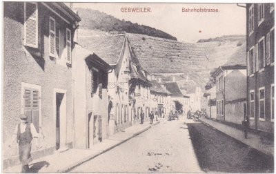 Gebweiler im Elsaß (Guebwiller), Bahnhofstrasse, ca. 1910 