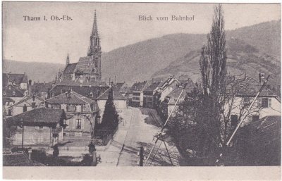 Thann im Oberelsaß, Blick vom Bahnhof, ca. 1910 