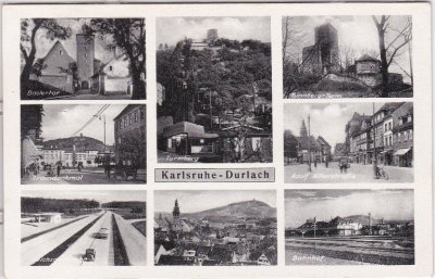 76227 Karlsruhe-Durlach, u.a. Bahnhof, ca. 1945 