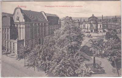 Aussig an der Elbe, Theaterplatz, ca. 1910 