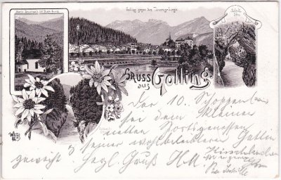 Golling an der Salzach, u.a. Salzach-Öfen, Litho, ca. 1895 
