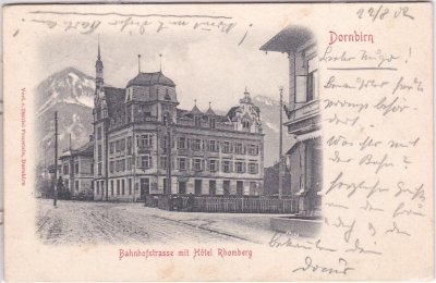 Dornbirn, Bahnhofstraße, Hotel Rhomberg, ca. 1900 