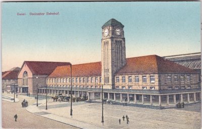Basel, Badischer Bahnhof, Straßenansicht, ca. 1915 