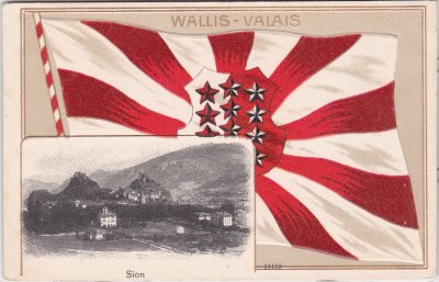 Sion (Sitten), Wallis-Valais, Prägelitho, Flagge, ca. 1905 