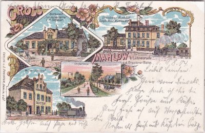 15831 Blankenfelde-Mahlow, Bahnhof, Farblitho, ca. 1900 
