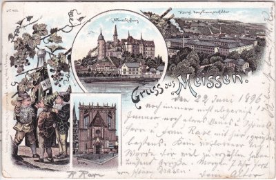 01662 Meißen, u.a. Manufaktur, Zwerge, Farblitho, ca. 1895 
