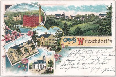 09437 Witzschdorf (Gornau/Erzgebirge), Farblitho, ca. 1900 