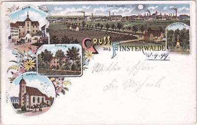 03238 Finsterwalde, u.a. Forsthaus, Farblitho, ca. 1895