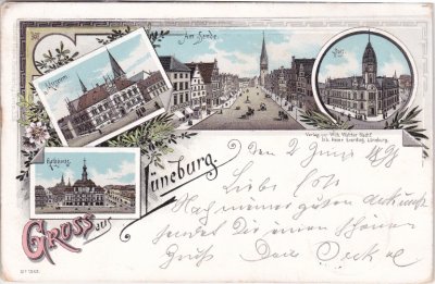 21335 Lüneburg, u.a. Post, Farblitho, ca. 1895 