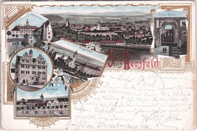 36251 Bad Hersfeld, Kriegsschule, Farblitho, ca. 1900 