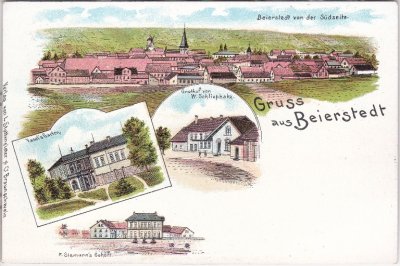 38382 Beierstedt, u.a. Siemann`s Gehöft, Farblitho, ca. 1900 