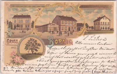44627 Börnig (Herne), u.a. Schule, Farblitho, ca. 1900 