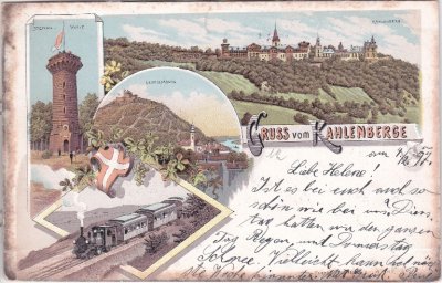 Wien-Döbling, Kahlenberg, Eisenbahn, Farblitho, ca. 1895 